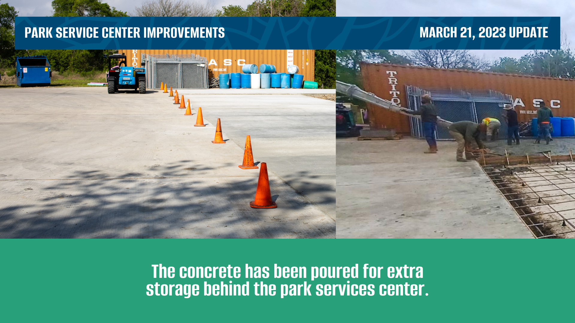 Concrete being placed at the Park Service Center