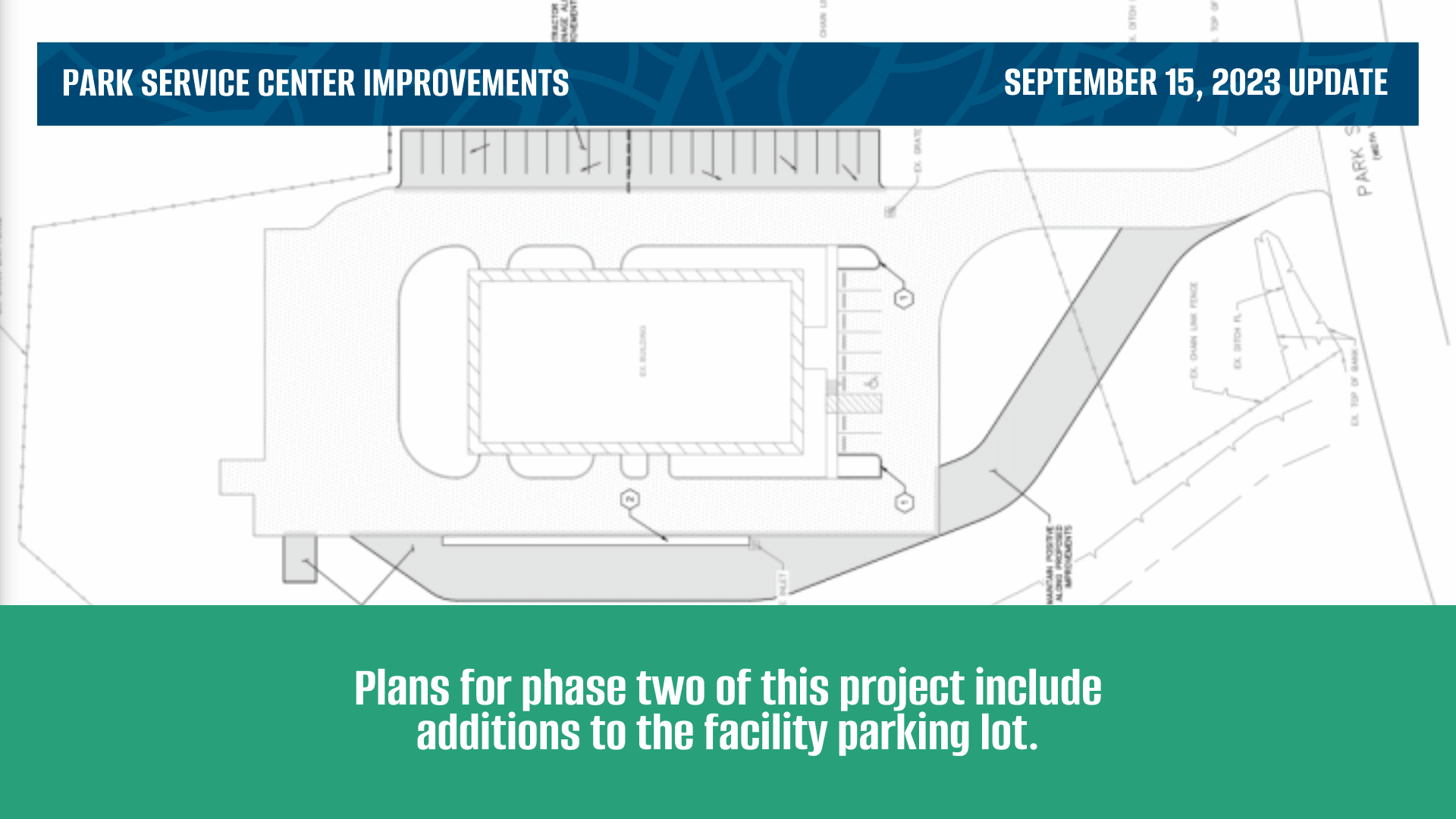 Plans for new parking at the Baytown Park Service Center
